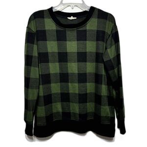 Jane and Delancey Shirt Black & Green Buffalo Plaid Long Sleeve Women sz Medium